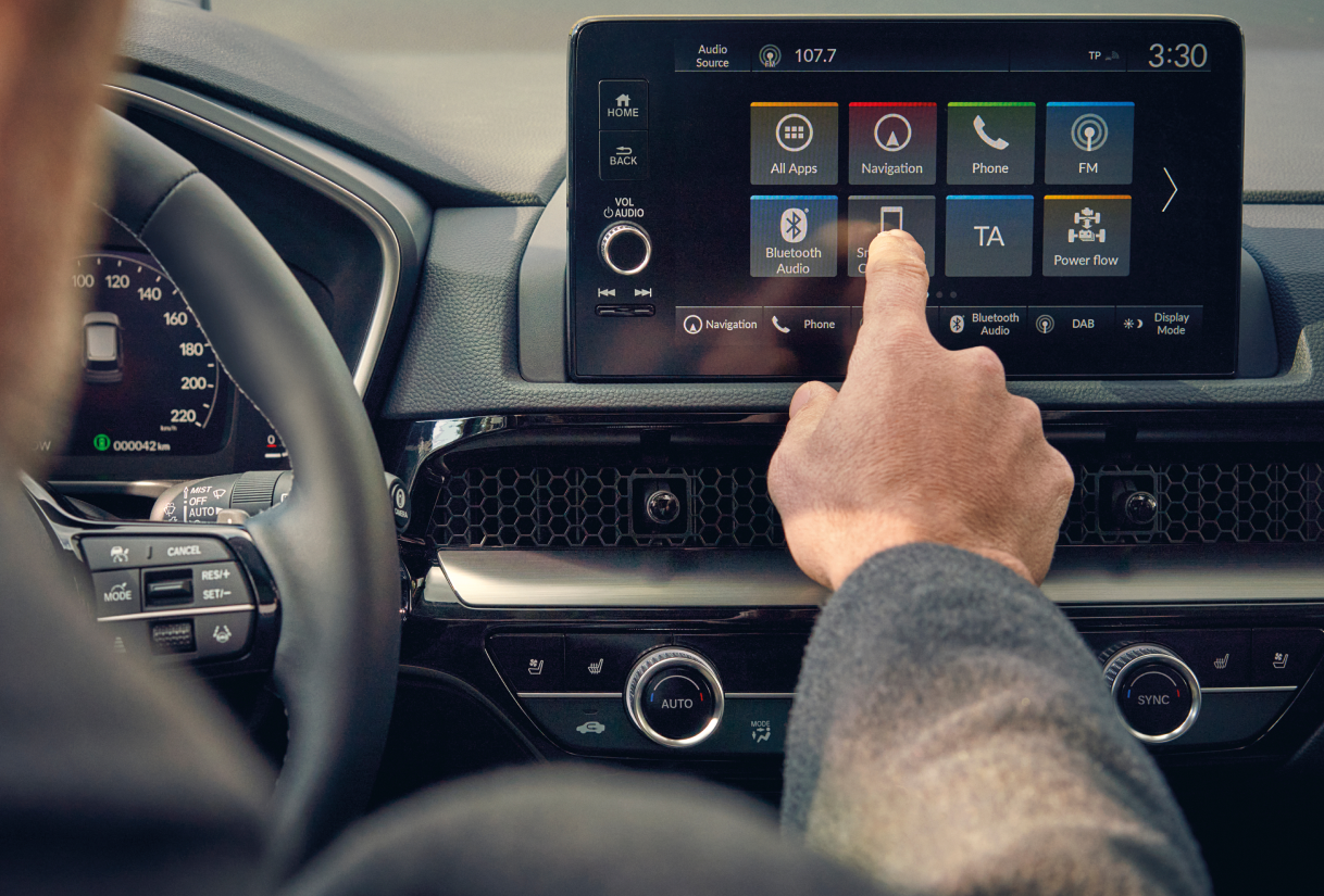 guy using car screen display